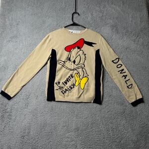 JC de Castelbajac Disney Sweater Adult Size 50 Tan Donald Duck Long Sleeve